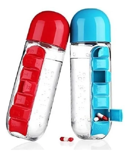 Pastillero Botella De Agua Organizador 2 En 1 Gym Salud Pastillero Botella De Agua Organizador 2 En 1 Gym Salud