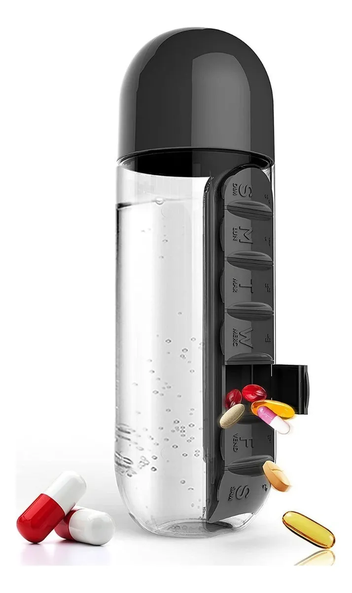 Pastillero Botella De Agua Organizador 2 En 1 Gym Salud Pastillero Botella De Agua Organizador 2 En 1 Gym Salud