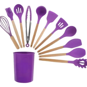 Set De Utensilios Cocina 12 Piezas Silicona Violeta