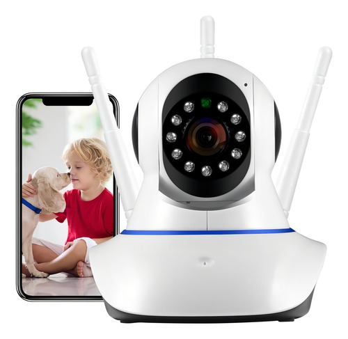 Cámara De Visión Nocturna Wi-fi Con Sensor De Movimiento, 3 Antenas Hd, Color Blanco - Imagen 1