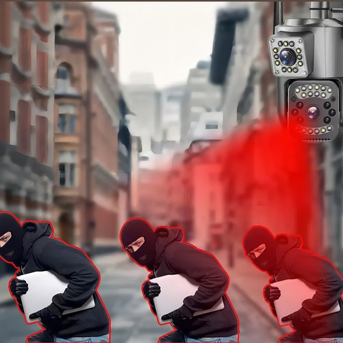 Cámara Ip Exterior Doble Lente Wifi Vision Nocturna 360 V380 Color Negro - Imagen 3